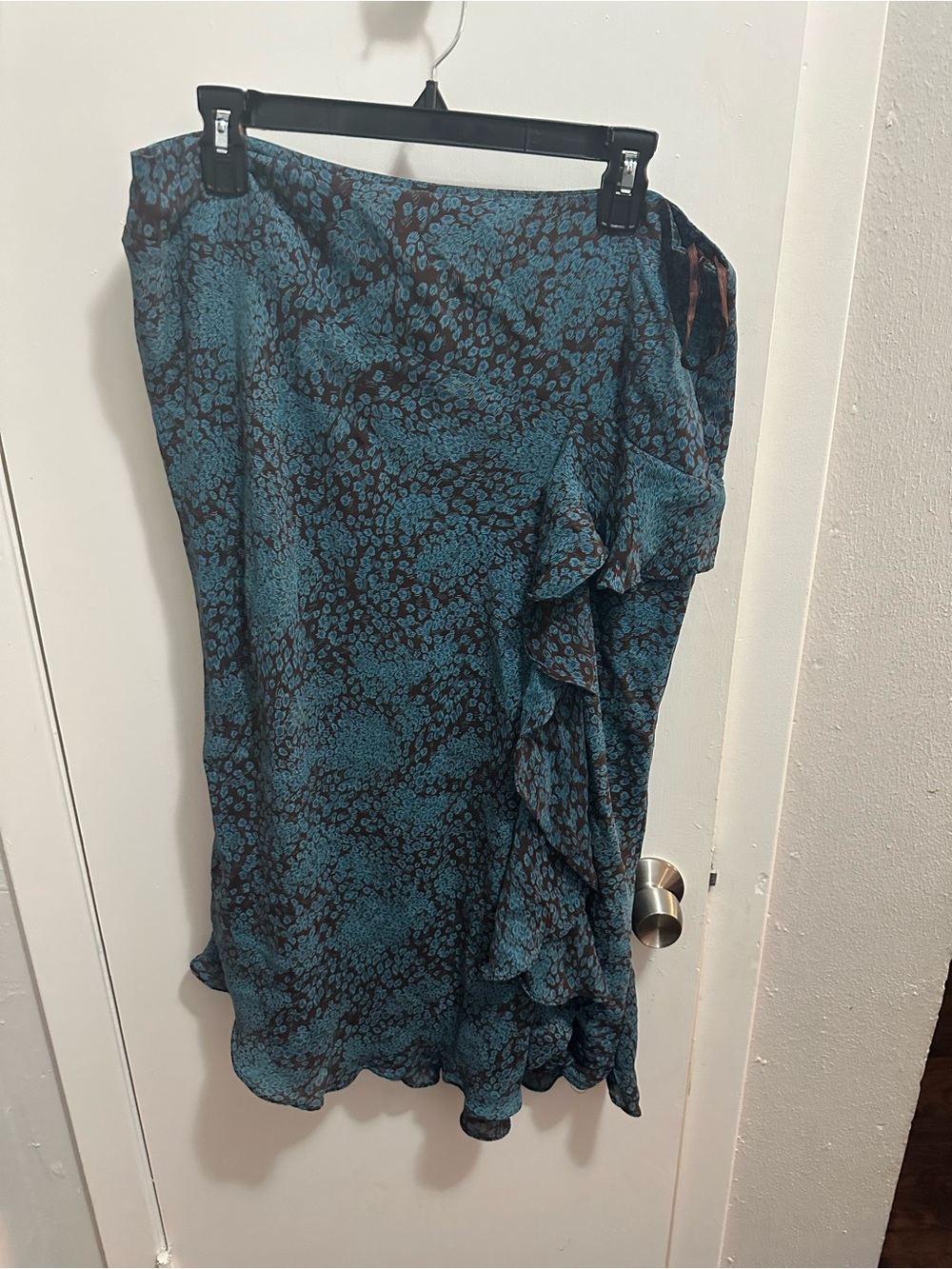 Valerie Stevens Teal and Black Asymmetrical Ruffle Skirt
